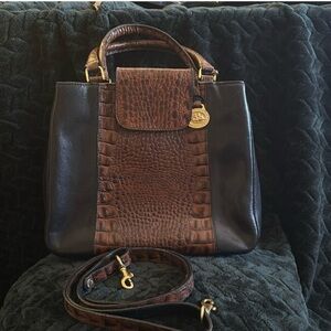 Elegant Brown and Black Leather Handbag